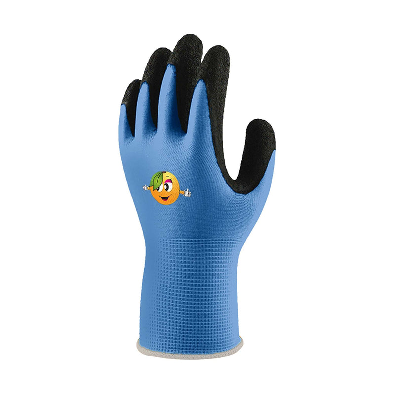 Happy Veges Kids Gloves Blue with Orange Image