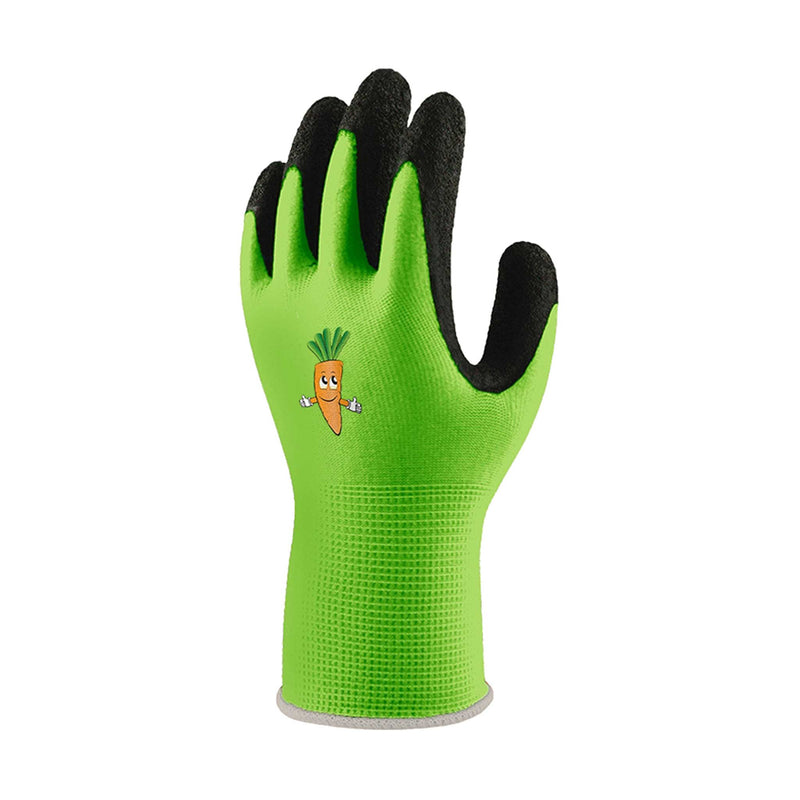 Happy Veges Kids Gloves Green with Carrot Image
