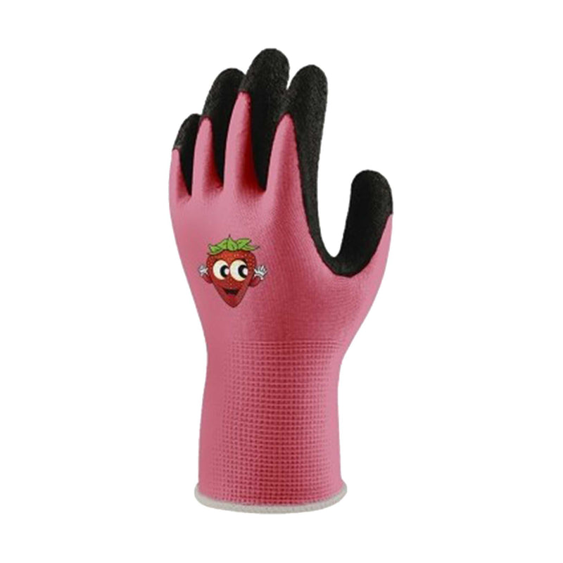 Happy Veges Kids Gloves Pink with Strawberry Image