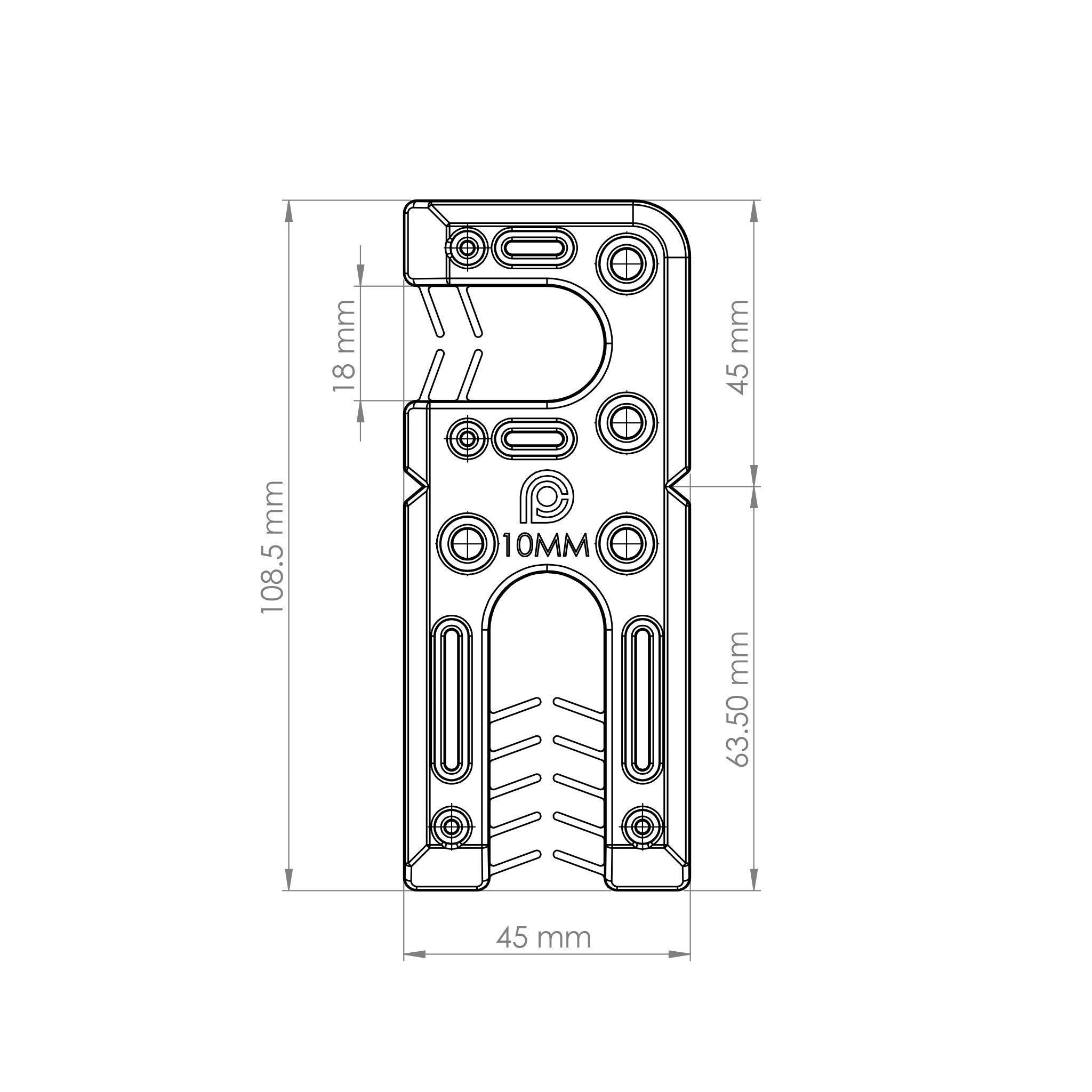 R Packers - 10mm, H Packer, dimensions